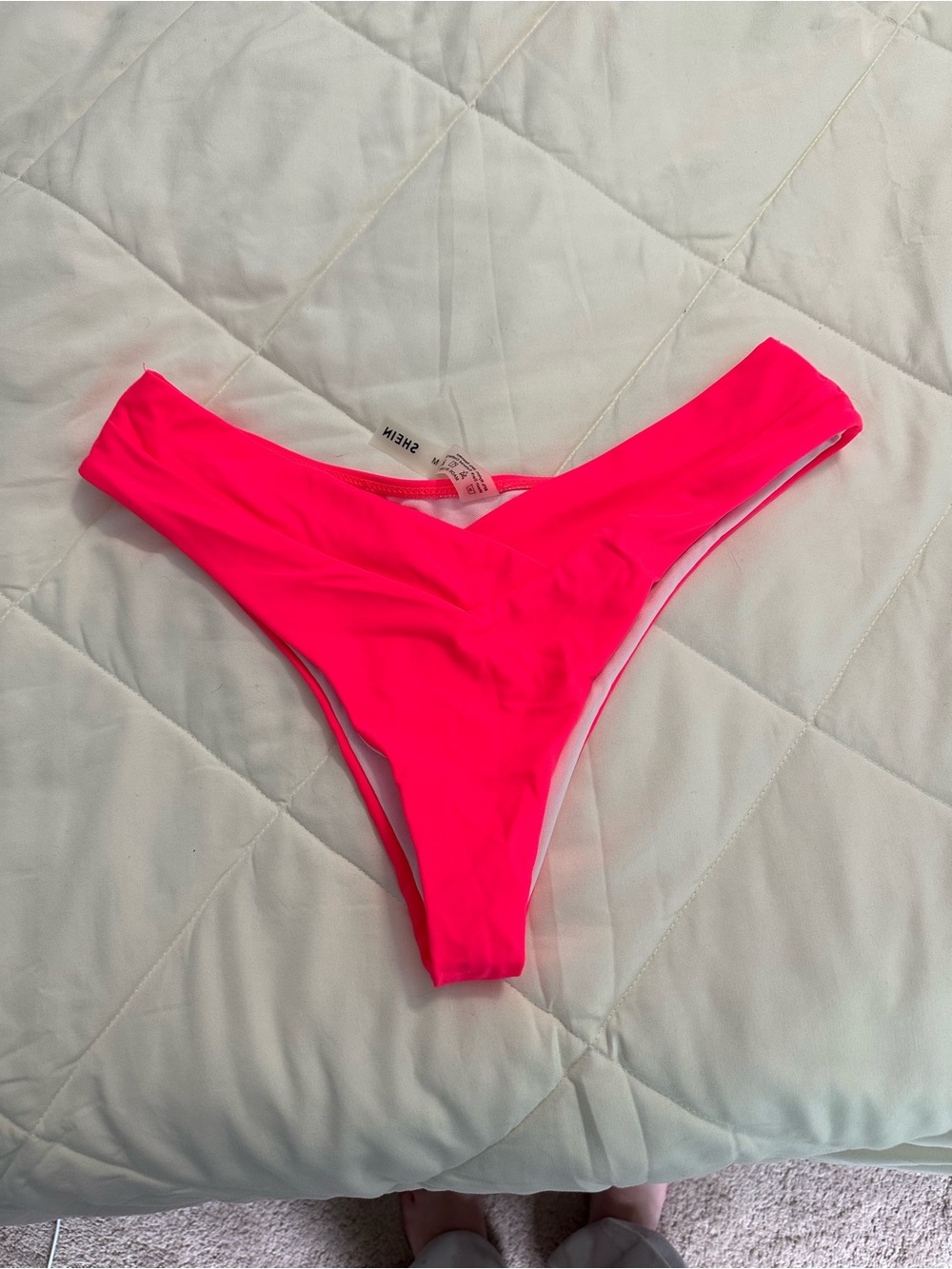 SHEIN Neon Pink High-Cut Bikini Bottoms